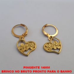 BRINCO NO BRUTO PRONTO PARA O BANHO ARGOLINHA DE PRESÃO(3308) (TRANQUETA) PINGENTE DE  CORAÇÃO DE 14MM - PESO TOTAL 1,7GR - BRU0614