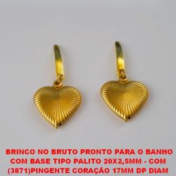 BRINCO NO BRUTO PRONTO PARA O BANHO COM BASE TIPO PALITO 20X2,5MM - COM  (3871)PINGENTE CORAÇÃO 17MM DP DIAM  P/ DB C/ ESTRELA - PESO TOTAL 4,2GR -BRU0010
