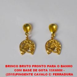 BRINCO BRUTO PRONTO PARA O BANHO  COM BASE DE GOTA 13X6MM - (2515)PINGENTE CAVALO C/ FERRADURA  13MM   PESO 1.9GR - BRU0141