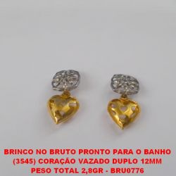 BRINCO NO BRUTO PRONTO PARA O BANHO (3545) CORAÇÃO VAZADO DUPLO 12MM PESO TOTAL 2,8GR - BRU0776