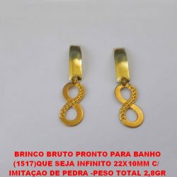 BRINCO BRUTO PRONTO PARA BANHO (1517)QUE SEJA INFINITO 22X10MM C/  IMITAÇAO DE PEDRA -PESO TOTAL 2,8GR BRU1447