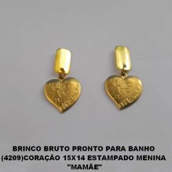 BRINCO BRUTO PRONTO PARA BANHO (4209)CORAÇÃO 15X14 ESTAMPADO MENINA  ''MAMÃE'' PESO TOTAL 2,2GR - BRU0198
