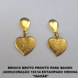 BRINCO BRUTO PRONTO PARA BANHO (4209)CORAÇÃO 15X14 ESTAMPADO MENINA  ''MAMÃE'' PESO TOTAL 2,2GR - BRU0200
