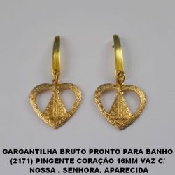 BRINCO NO  BRUTO PRONTO PARA BANHO (2171) PINGENTE CORAÇÃO 16MM VAZADO  C/  NOSSA . SENHORA. APARECIDA PESO TOTAL 2,7GR - BRU0471