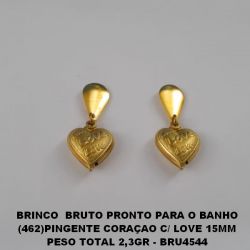 BRINCO  BRUTO PRONTO PARA O BANHO (462)PINGENTE CORAÇAO C/ LOVE 15MM PESO TOTAL 2,3GR - BRU4544