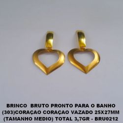 BRINCO  BRUTO PRONTO PARA O BANHO (303)CORAÇAO CORAÇAO VAZADO 25X27MM (TAMANHO MEDIO) TOTAL 3,7GR - BRU0212