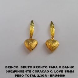BRINCO  BRUTO PRONTO PARA O BANHO (462)PINGENTE CORAÇAO C/ LOVE 15MM PESO TOTAL 2,3GR - BRU4489