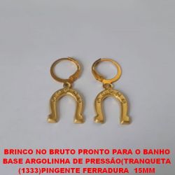 BRINCO NO BRUTO PRONTO PARA O BANHO BASE ARGOLINHA DE PRESSÃO(TRANQUETA (1333)PINGENTE FERRADURA  15MM PESO TOTAL 1,8GR - BRU3551