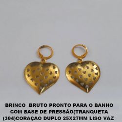 BRINCO  BRUTO PRONTO PARA O BANHO COM BASE DE PRESSÃO(TRANQUETA (304)CORAÇAO DUPLO 25X27MM LISO VAZ  COM/ 22 CORAÇAO - BRU0253