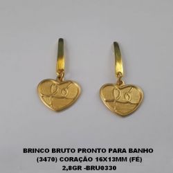 BRINCO BRUTO PRONTO PARA BANHO  (3470) CORAÇÃO 16X13MM (FÉ) 2,8GR -BRU0330