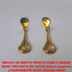 BRINCO NO BRUTO PRONTO PARA O BANHO BASE TIPO GOTA EM LATÃO (brinco pequeno) (370)PINGENTE GOTA VAZADA 20MM TOTAL 1,2GR - BRU0729