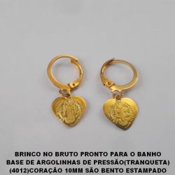 BRINCO NO BRUTO PRONTO PARA O BANHO BASE DE ARGOLINHAS DE PRESSÃO(TRANQUETA) (4012)CORAÇÃO 10MM SÃO BENTO ESTAMPADO TOTAL DE 1,9GR - BRU1996