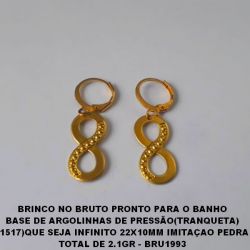 BRINCO NO BRUTO PRONTO PARA O BANHO BASE DE ARGOLINHAS DE PRESSÃO(TRANQUETA) (1517)QUE SEJA INFINITO 22X10MM IMITAÇAO PEDRA TOTAL DE 2.1GR - BRU1993