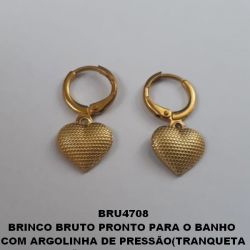 BRINCO BRUTO PRONTO PARA O BANHO  COM ARGOLINHA DE PRESSÃO(TRANQUETA (4025)CORAÇÃO 10MM ESTAMPADO BOLINHA PESO TOTAL 1.8GR - BRU4708