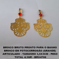 BRINCO BRUTO PRONTO PARA O BANHO  BRINCO EM FOTOCORROSÃO (GRANDE)  ARTICULADO - TAMANHO 3,5X3CM - PESO  TOTAL 4.3GR - BRU4706