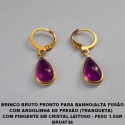 BRINCO BRUTO PRONTO PARA BANHO(ALTA FUSÃO COM ARGOLINHA DE PRESÃO  COM PINGENTE EM CRISTAL LEITOSO - PESO 1.5GR BRU4736