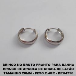 BRINCO NO BRUTO PRONTO PARA BANHO BRINCO DE ARGOLA DE CHAPA DE LATÃO TAMANHO 20MM - PESO 2.4GR - BRU4790