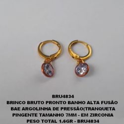 BRINCO BRUTO PRONTO BANHO ALTA FUSÃO  BAE ARGOLINHA DE PRESSÃO PINGENTE TAMANHO 7MM - EM ZIRCONIA PESO TOTAL 1.6GR - BRU4834
