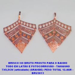 BRINCO NO BRUTO PRONTO PARA O BANHO TODO EM LATÃO E FOTOCORROSÃO - TAMANHO 7X5,5CM (articulado) (GRANDE)- PESO TOTAL 12.4GR -  BRU3811