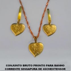 CONJUNTO BRUTO PRONTO PARA BANHO CORRENTE SINGAPURA DE 45CMEXTENSOR (4209)CORAÇÃO 15X14 ESTAMPADO MENINA  ''MAMÃE'' PESO TOTAL 5,5GR - BRU4321