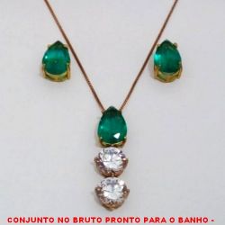 CONJUNTO NO BRUTO PRONTO PARA O BANHO -  CONJUNTO COM PINGENTE COM FUSION 10X14 E ZIRCONIAS  10X10 - BRINCO COM FUSION 10X14 - COM BASES  EM ALTA FUSÃO - FUSION COLORIDOS -  PESO:10,5GR - BRU4032