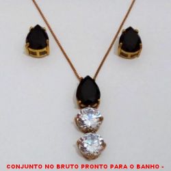 CONJUNTO NO BRUTO PRONTO PARA O BANHO -  CONJUNTO COM PINGENTE COM ZIRCONIA 10X14 E ZIRCONIAS  10X10 - BRINCO COM ZIRCONIA 10X14 - COM BASES  EM ALTA FUSÃO - ZIRCONIAS COLORIDAS -  PESO:10,5GR - BRU4020