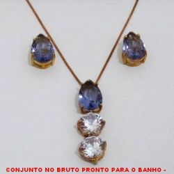 CONJUNTO NO BRUTO PRONTO PARA O BANHO -  CONJUNTO COM PINGENTE COM FUSION 10X14 E ZIRCONIAS  10X10 - BRINCO COM FUSION 10X14 - COM BASES  EM ALTA FUSÃO - FUSION COLORIDOS -  PESO:10,6GR - BRU4023