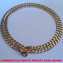 CORRENTE NO BRUTO PRONTO PARA BANHO  GRUMET ELLO BATIDO CURTA (10128) LARGURA 4.5MM  - COM FECHO LAGOSTA - ''50CM'' -BRU4405