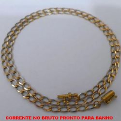 CORRENTE NO BRUTO PRONTO PARA BANHO  1X1 ELLO BATIDO  (188) LARGURA 3,6MM -  COM FECHO CANHÃO (PESO 8,5GR ) - ''70CM'' -BRU4469
