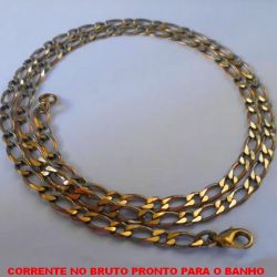 CORRENTE NO BRUTO PRONTO PARA O BANHO  COM FECHO LAGOSTA - ELLO 1X1 BATIDO - LARGURA DA CORRENTE 4.10MM (11128) PESO 12.9GR ( '' 50CM '' ) - BRU4505