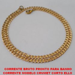 CORRENTE BRUTO PRONTO PARA BANHO CORRENTE MODELO CRUMET CURTO ELLO  BATIDO -(XCN178)COM FECHO LAGOSTA - PESO  15,2GR - '' 70CM '' -LARGURA 4MM -  BRU3034