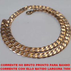 CORRENTE NO BRUTO PRONTO PARA BANHO CORRENTE COM ELLO BATIDO LARGURA 7MM (XC0060) - TAMANHO 60CM - PESO 29GR -  BRU2550