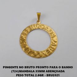PINGENTE NO BRUTO PRONTO PARA O BANHO (724)MANDALA 35MM ABENÇOADA PESO TOTAL 2.0GR - BRU2821