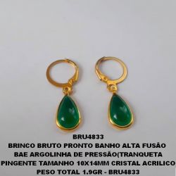 BRINCO BRUTO PRONTO BANHO ALTA FUSÃO  BAE ARGOLINHA DE PRESSÃO PINGENTE TAMANHO 10X14MM CRISTAL ACRILICO PESO TOTAL 1.9GR - BRU4833