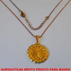 GARGANTILHA BRUTO PRONTO PARA BANHO COM CORRENTE L11 IMPORTADA 45CM+EXTENSOR -  COM FECHO LAGOSTA - COM PINGENTE  DE 20MM - PESO 5,6GR BRU3284