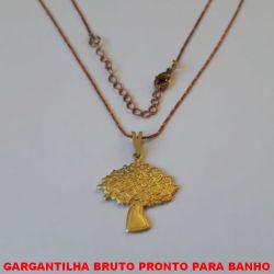 GARGANTILHA BRUTO PRONTO PARA BANHO COM CORRENTE L11 IMPORTADA 45CM+EXTENSOR -  COM FECHO LAGOSTA - PINGENTE DE 20MM PINGENTE ARVORE DA VIDA - PESO  2,5GR - BRU0216