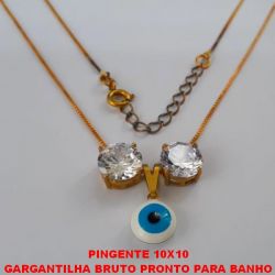 GARGANTILHA BRUTO PRONTO PARA BANHO COM CORRENTE MODELO VENEZIANA  COM 45CM+EXTENSOR  E FECHO BOINHA  BASE EM ALTA FUSÃO PEDRA 10X10  - PESO TOTAL 6,0GR - BRU1331
