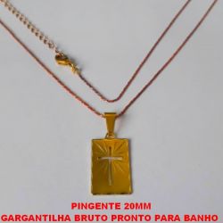 GARGANTILHA BRUTO PRONTO PARA BANHO  COM CORRENTE MODELO (L11) IMPORTADA  COM 45CM+EXTENSOR E FECHO LAGOSTA  PINGENTE 20MM -BRU0939