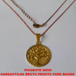 GARGANTILHA BRUTO PRONTO PARA BANHO  COM CORRENTE MODELO (L11) IMPORTADA  COM 45CM+EXTENSOR E FECHO LAGOSTA  PESO TOTAL 3,1GR - BRU0938