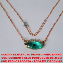 GARGANTILHABRUTO PRONTO PARA BANHO (CORES SORTIDAS)  COM CORRENTE ELLO PORTUGUES DE 45CM COM FECHO LAGOSTA - TODA EM ZIRCONIAS (VARIAS CORES) PESO TOTAL 4,5GR - BRU0436