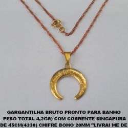 GARGANTILHA BRUTO PRONTO PARA BANHO  PESO TOTAL 4,2GR) COM CORRENTE SINGAPURA DE 45CM(4330) CHIFRE BOHO 20MM ''LIVRAI ME DE  TODO...'' - BRU4577