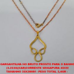 GARGANTILHA NO BRUTO PRONTO PARA O BANHO (3.2534)(CAR)BASE ARGOLINHA(TRANQUETA) TAMANHO 35X20MM - PESO TOTAL 2,4GR -  BRU00116