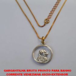 GARGANTILHA BRUTO PRONTO PARA BANHO CORRENTE VENEZIANA 45CM+EXTENSOR  (TT)PINGENTE MENINO CRAVEJADO ZIRCONIAS PESO TOTAL 3,2GR - BRU1250