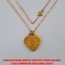 GARGANTILHA BRUTO PRONTO PARA BANHO COM CORRENTE DELICADA 45CM PINGENTE DE 19MM - BRU1631