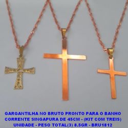 GARGANTILHA NO BRUTO PRONTO PARA O BANHO CORRENTE SINGAPURA DE 45CM - (KIT COM TREIS) UNIDADE - PESO TOTAL(3) 8.5GR - BRU1812