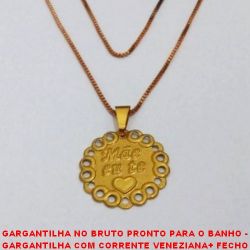 GARGANTILHA NO BRUTO PRONTO PARA O BANHO -  GARGANTILHA COM CORRENTE VENEZIANA+ FECHO  LAGOSTA E PINGENTE COM A FRASE ''MÃE EU TE ❤'' - TAMANHO 45,0CM - PESO 2,6GR - BRU3755