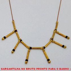 GARGANTILHA NO BRUTO PRONTO PARA O BANHO -  GARGANTILHA COM MIÇANGAS E BOLINHAS DE 2MM -  TAMANHO:44,0CM - PESO:4,4GR - BRU3853