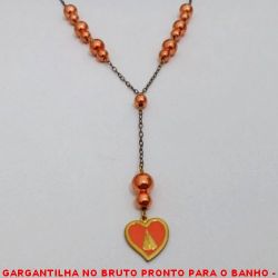 GARGANTILHA NO BRUTO PRONTO PARA O BANHO -  GARGANTILHA+FECHO LAGOSTA E ESXTENSOR COM  BOLINHAS DE 8MM\6MM E CORAÇÃO COM NOSSA  SENHORA APARECIDA - TAMANHO:42,0CM - PESO: 6,2GR - BRU3849
