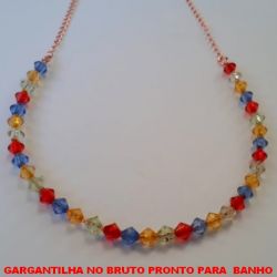 GARGANTILHA NO BRUTO PRONTO PARA O BANHO TODA EM CRISTAL COLORIDO - COM 45CM - PESO 3,2GR  - BRU4338