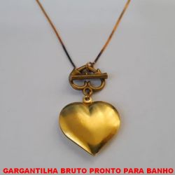 GARGANTILHA BRUTO PRONTO PARA BANHO COM CORRENTE VENEZIANA 45CM - COM FECHO  '' T '' DE 10MM - COM CORAÇÃO DE 24MM - PESO TOTAL 5,4GR - BRU2871